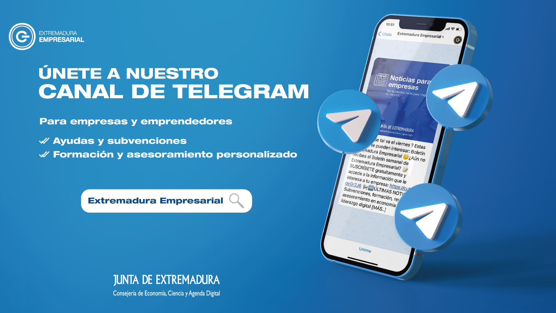 Únete a este grupo de Telegram para conocer las ayudas a empresarios en Extremadura