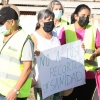 Protesta a los recortes en el transporte sanitario extremeño en la N-521