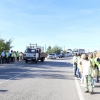 Protesta a los recortes en el transporte sanitario extremeño en la N-521