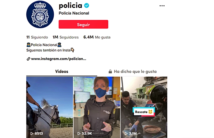 La Policía Nacional se posiciona entre una de las más seguidas del mundo en TikTok