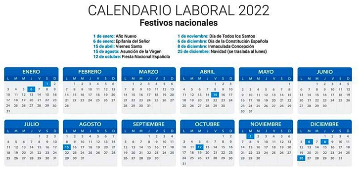 Calendario Laboral 2022 Estos Son Los Festivos Comunes En Toda España 2415