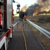 Un incendio en un camión provoca el corte de un carril en la A-66 a su paso por Badajoz