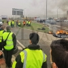 Imágenes de los piquetes en la N-630 en el término municipal de Plasencia