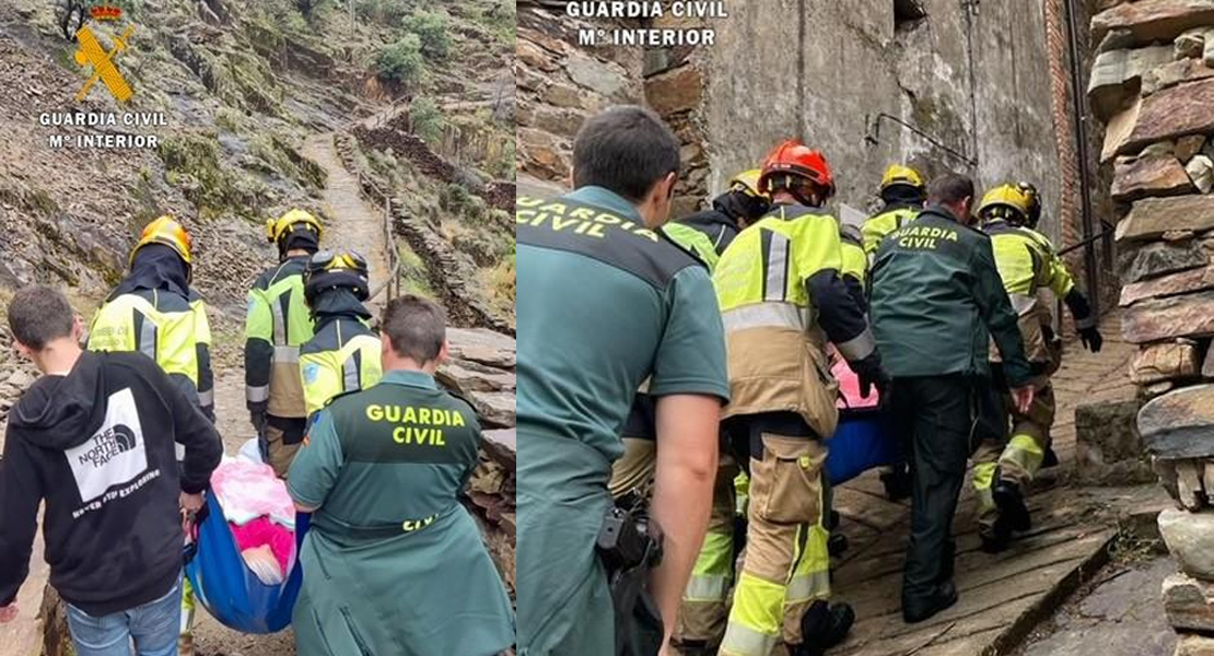 Una senderista se rompe el tobillo y tiene que ser evacuada por Guardia Civil y Bomberos en el norte de Cáceres