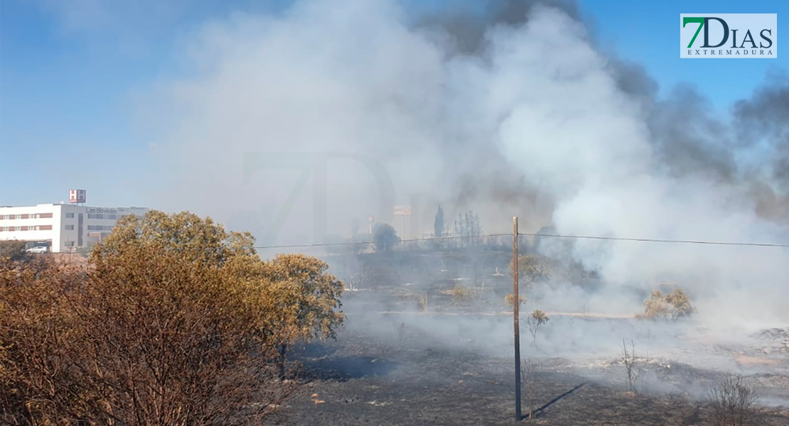 Incendio cercano a la autovía frente a Las Bóvedas (Badajoz)j