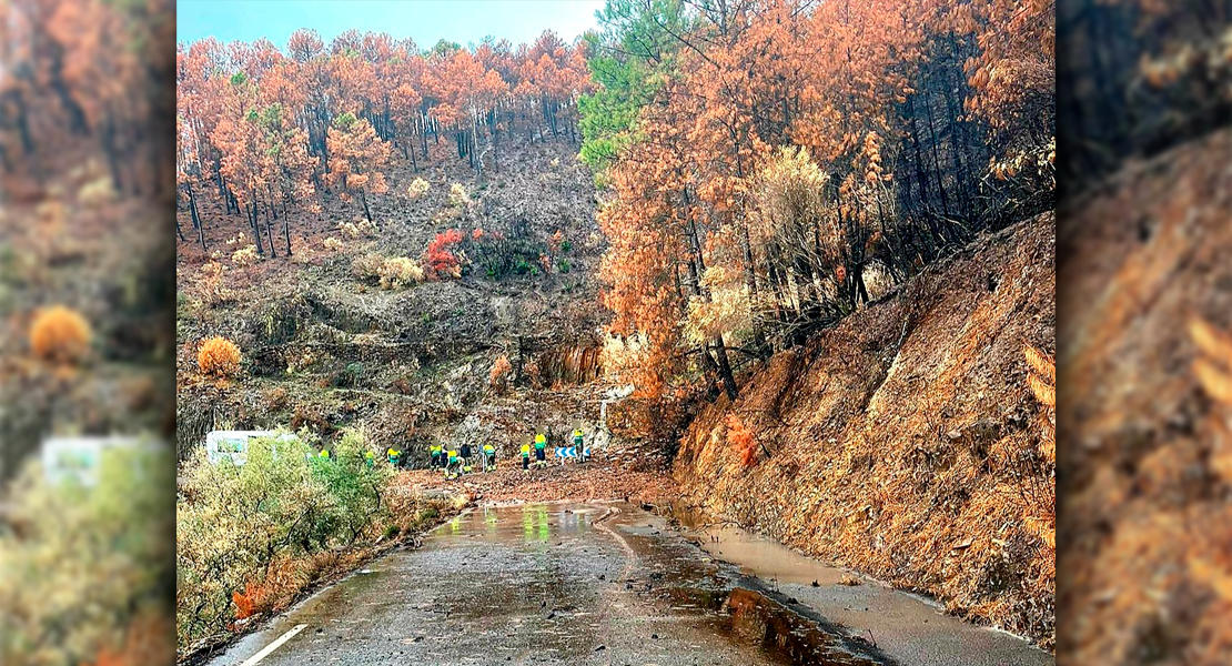 Un deslizamiento de tierras colapsa una carretera en Las Hurdes (CC)