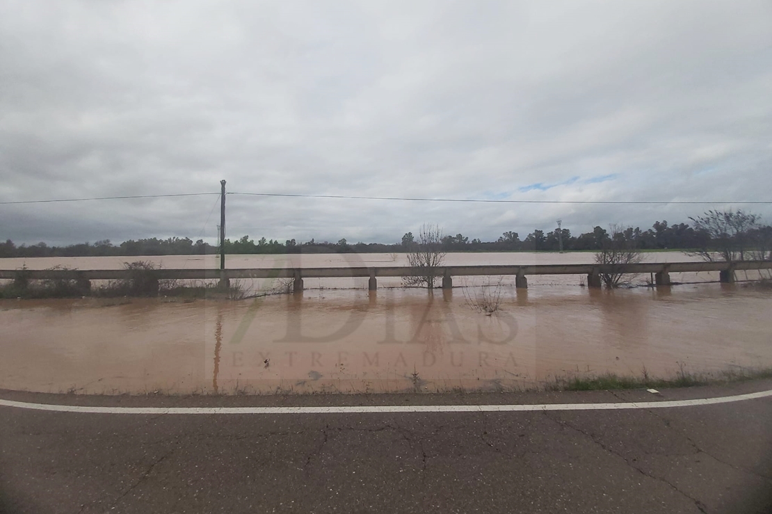 REPOR: El agua salta por varias carreteras entre Badajoz y Alburquerque