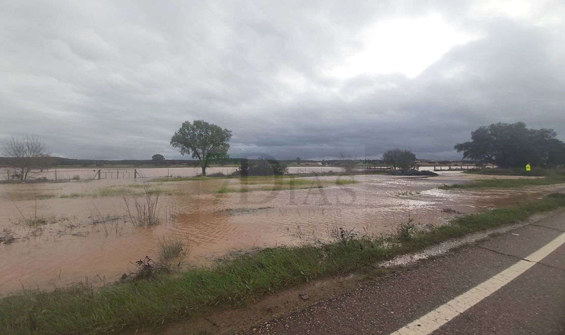 REPOR: El agua salta por varias carreteras entre Badajoz y Alburquerque