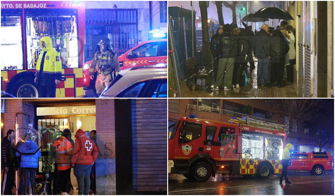 Incendio en un edificio de Ricardo Carapeto (Badajoz)