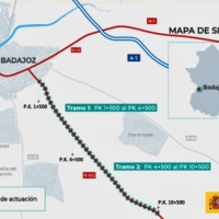 Obras de mejora de la N-432 en el acceso sur de Badajoz