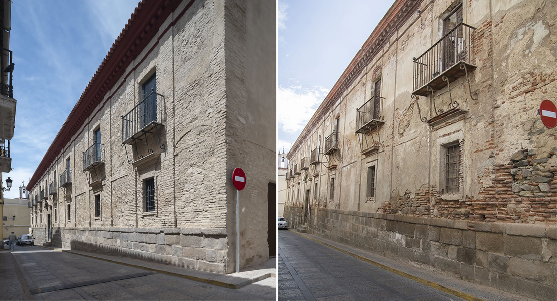 El antes y el después de un histórico edificio a punto de derrumbarse en Fregenal