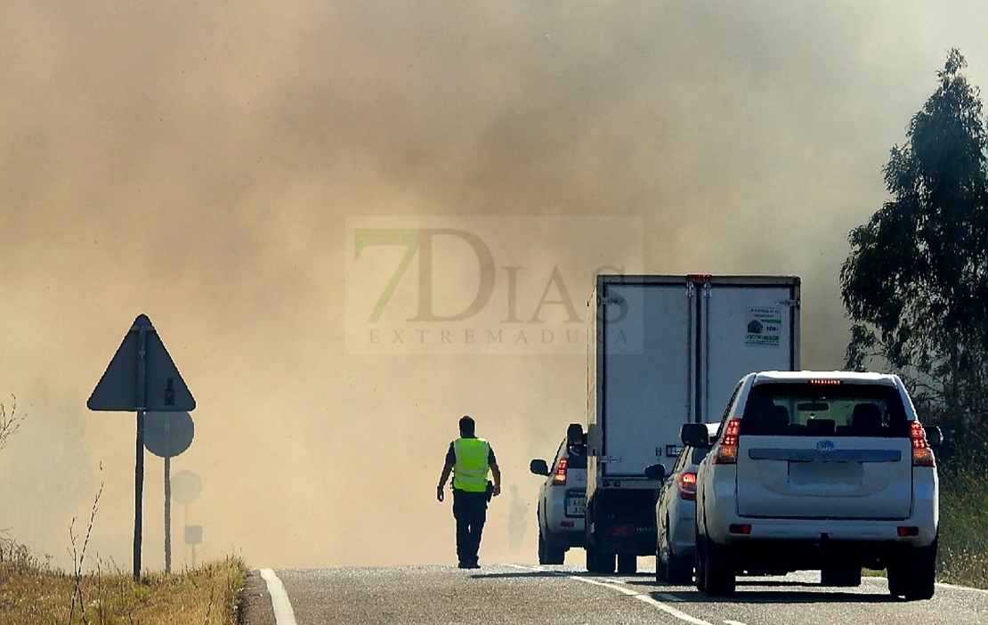 Cortan la EX-209 debido a un incendio forestal