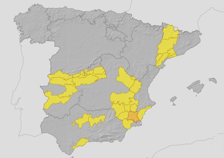 Parte de Extremadura en alerta amarilla