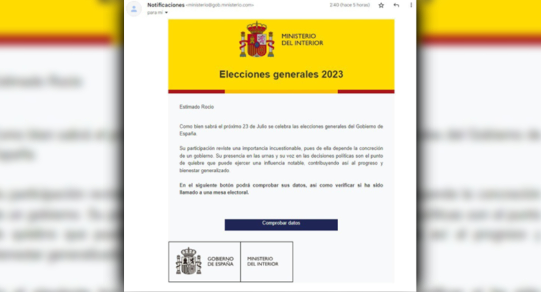 Si te llega este email del Ministerio del Gobierno, NO PIQUES, es una estafa