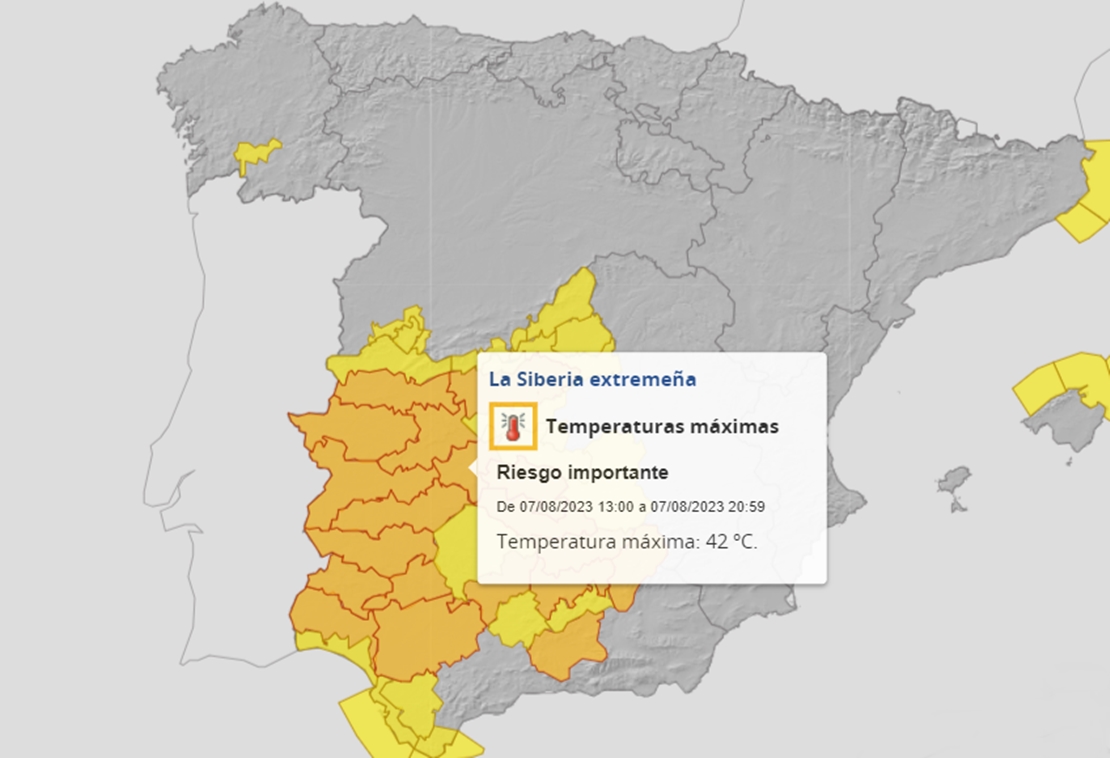 Extremadura en alerta naranja por temperaturas superiores a 40 grados