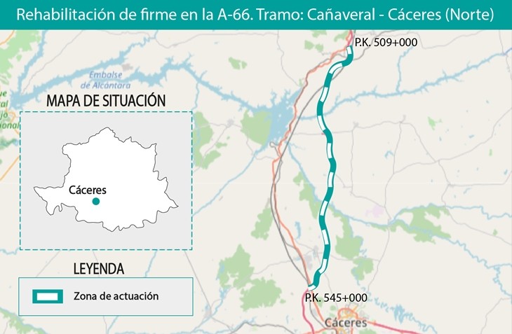 Obras de rehabilitación en la Autovía Ruta de la Plata