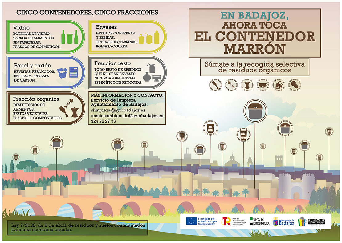 El nuevo contenedor marrón en Badajoz: qué podremos depositar y qué no -  Extremadura7dias.com - Diario digital de Extremadura