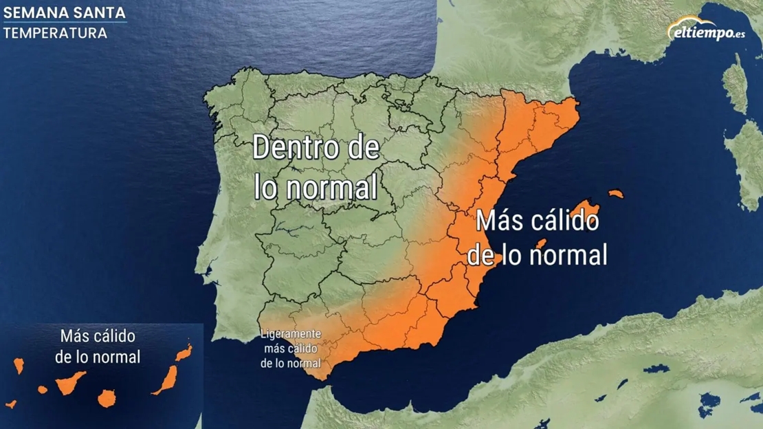 Primer avance del tiempo que nos espera para esta Semana Santa