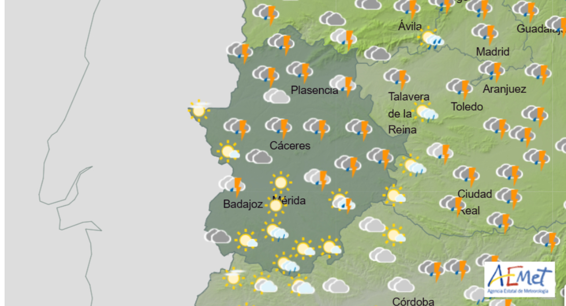 El 112 activa la alerta amarilla en parte de Extremadura