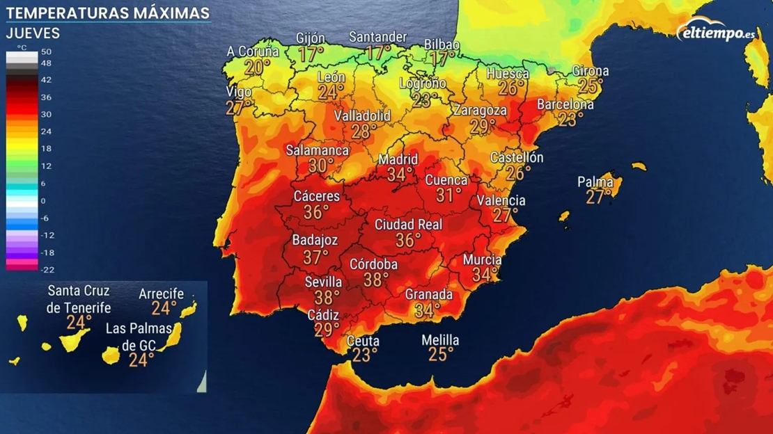 El sur se acercará a los 40ºC estos días