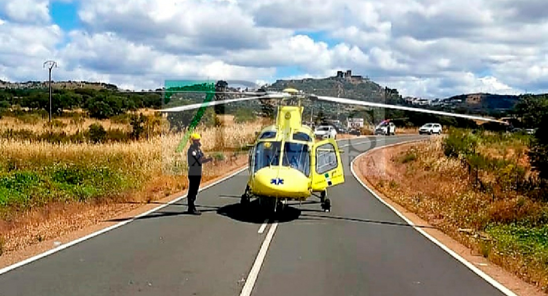 Accidente de moto cerca de Alburquerque: movilizado un helicóptero