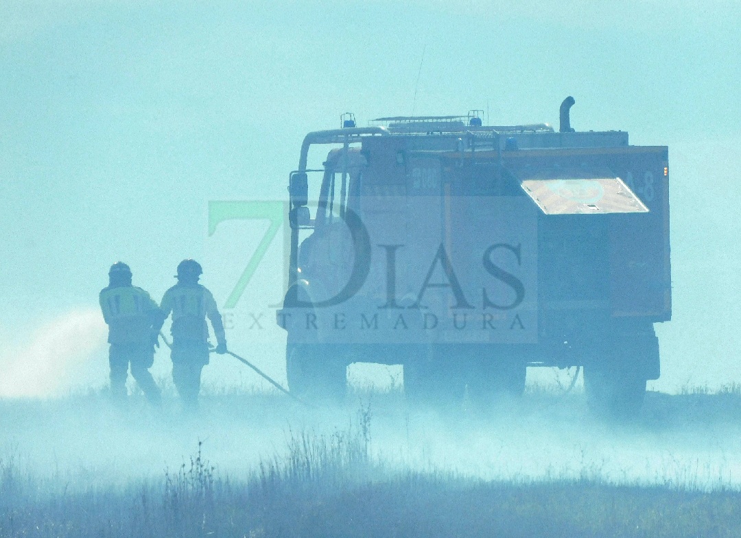 Bomberos de Badajoz trabajan en un incendio forestal