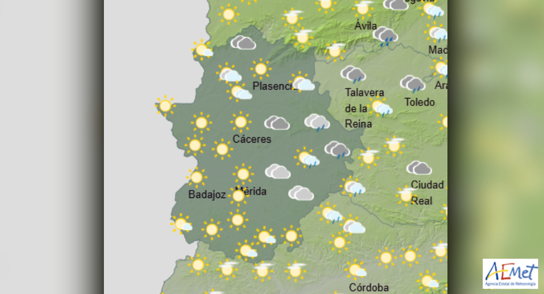 Cambio de tiempo en Extremadura: bajada de temperaturas y lluvias en parte de la región