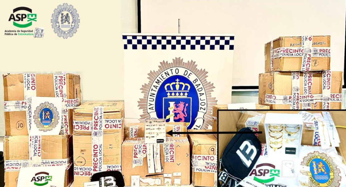 Operación conjunta ASPEX y Policía Local: interceptan casi 5.000 artículos falsificados en Badajoz