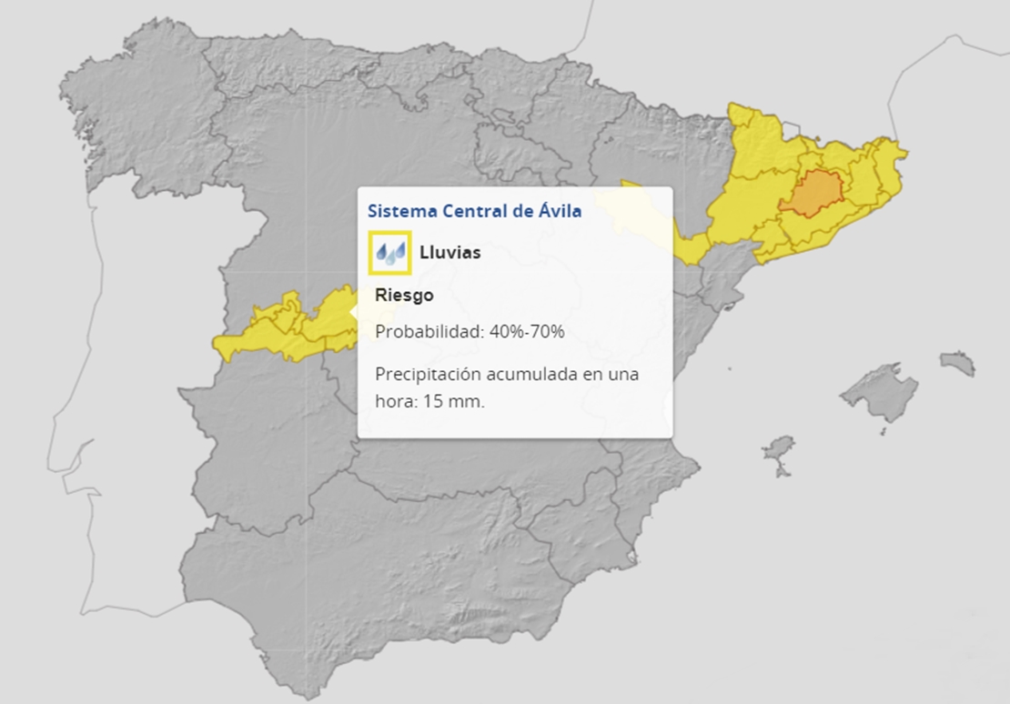 Activan la alerta amarilla por lluvias en Extremadura