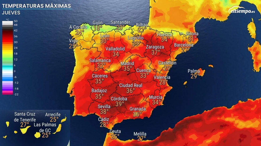 Los termómetros se disparan este jueves en algunas zonas