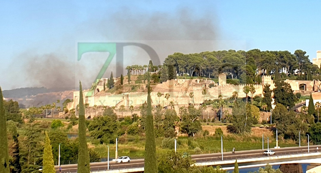 Los bomberos se emplean a fondo para extinguir un incendio en Badajoz