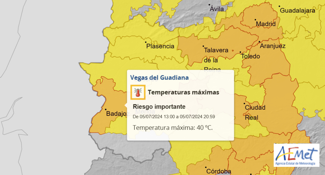 La alerta por altas temperaturas se mantiene activa en toda Extremadura