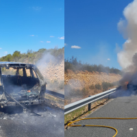 Se incendia un vehículo en la A-5 en Extremadura