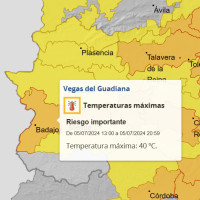 La alerta por altas temperaturas se mantiene activa en toda Extremadura