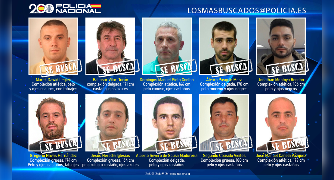 Policía Nacional alerta: estos 10 fugitivos podrían estar en España