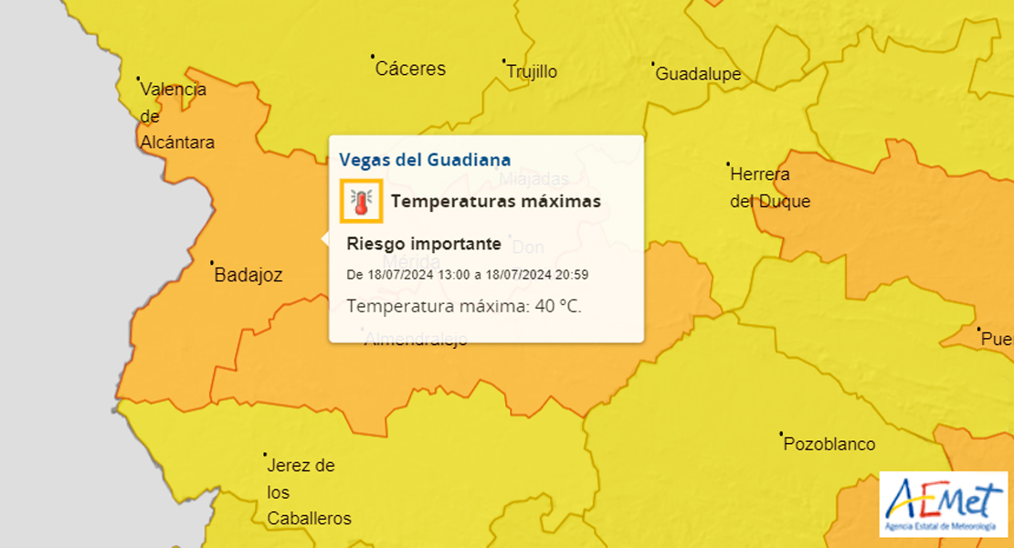 Adelantan la alerta naranja por altas temperaturas en la provincia de Badajoz