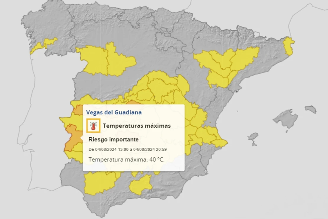 El 112 activa la alerta naranja por altas temperaturas en Extremadura