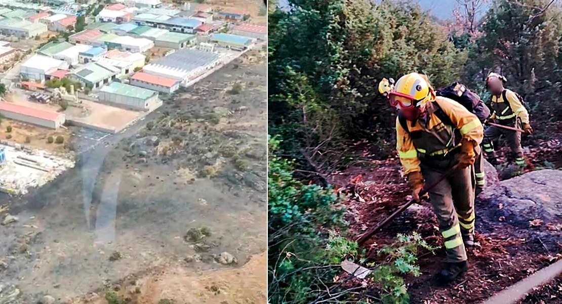 El fuego se queda muy cerca de las edificaciones en el último incendio en Extremadura