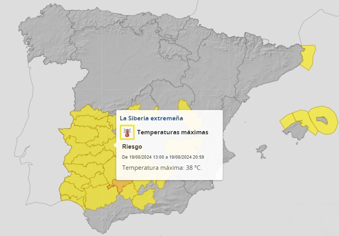 Avisos en toda Extremadura por altas temperaturas