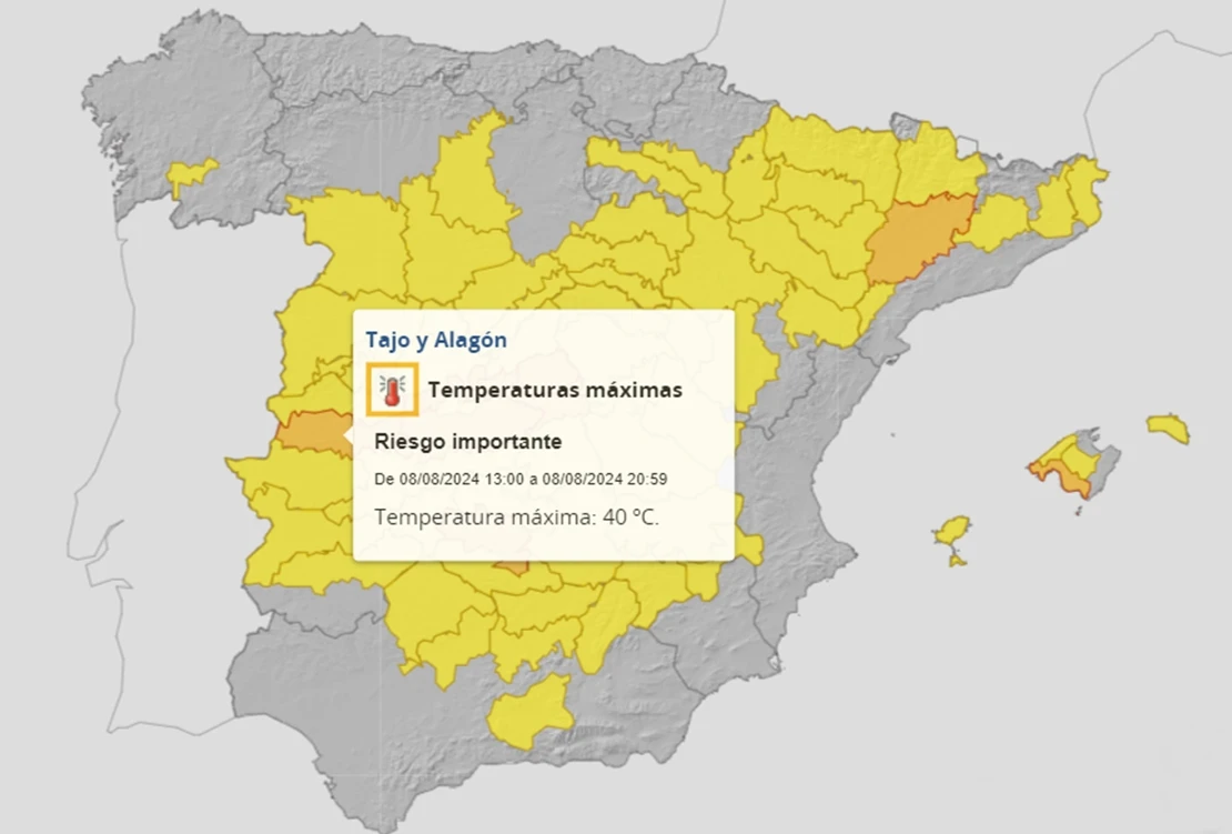 El 112 Extremadura activa la alerta naranja por altas temperaturas este jueves y viernes