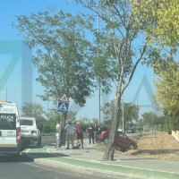 Accidente en la rotonda de ITA en Badajoz