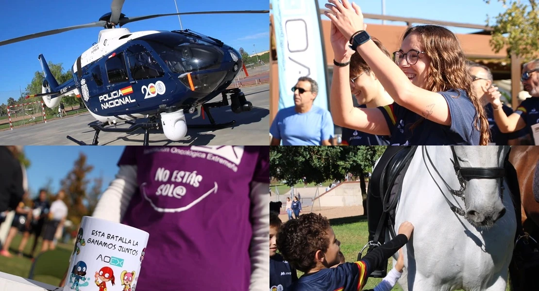 Nueva Ruta 091 en Badajoz: aterriza el helicóptero de la Policía Nacional en el parque Guadiana