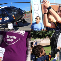 Nueva Ruta 091 en Badajoz: aterriza el helicóptero de la Policía Nacional en el parque Guadiana