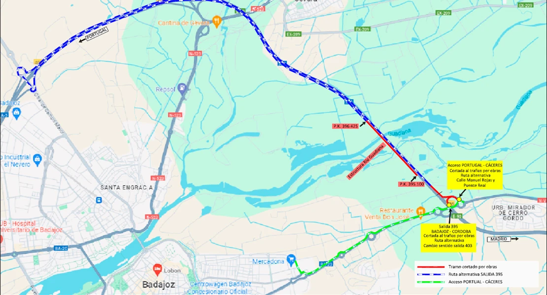 Nuevos cortes en la A-5: cuándo y cómo afectarán a la circulación en Badajoz