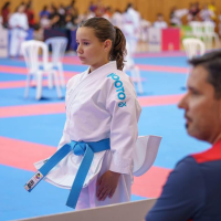 La karateka pacense Valeria Rebollo vuelve a subir a lo más alto del podio