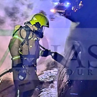 Los bomberos del SEPEI extinguen un incendio de vehículo en la EX-110