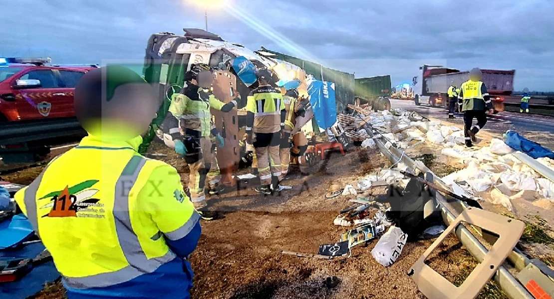 Grave tras accidentarse en la A-5 a la salida de Badajoz