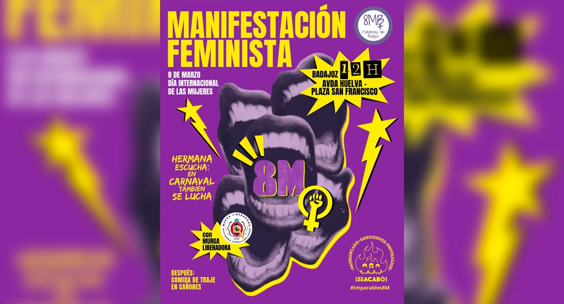 El lema del 8M en Badajoz: "Hermana escucha, en carnaval también se lucha"