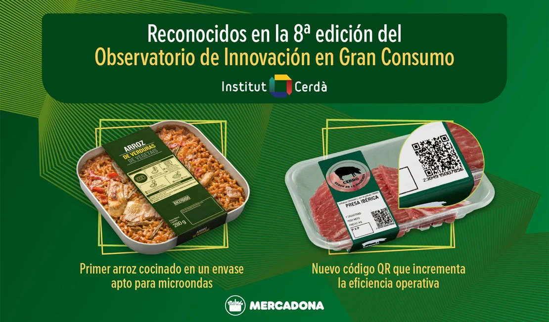 Reconocimientos a Mercadona por el innovador arroz de verduras en bandeja y el nuevo código QR